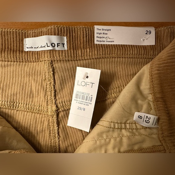 NWT LOFT Straight Camel Corduroy Pants - Size 29/8 - Picture 6 of 8